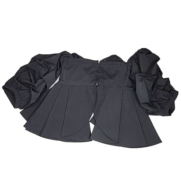 Luxe By Stylekeepers Reveal and Conceal Blouse Black Ruffled  Crop Top - Picture 5 of 8